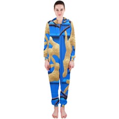 Animal Hare Window Gold Hooded Jumpsuit (ladies)  by Nexatart