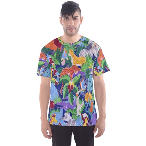 Animated Safari Animals Background Men s Sport Mesh Tee by Nexatart