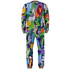 Animated Safari Animals Background Onepiece Jumpsuit (men)  by Nexatart