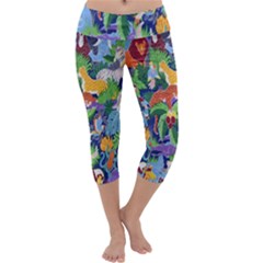 Animated Safari Animals Background Capri Yoga Leggings by Nexatart