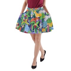 Animated Safari Animals Background A-line Pocket Skirt by Nexatart