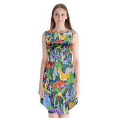 Animated Safari Animals Background Sleeveless Chiffon Dress   by Nexatart