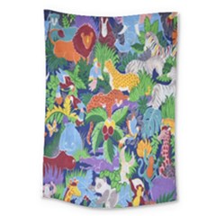 Animated Safari Animals Background Large Tapestry by Nexatart