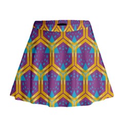 Yellow Honeycombs Pattern                                                            Mini Flare Skirt by LalyLauraFLM