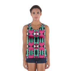 Green Pink Shapes                                 Women s Sport Tank Top by LalyLauraFLM