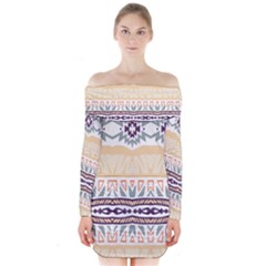 Tribal Design       Long Sleeve Off Shoulder Dress by LalyLauraFLM