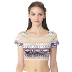 Tribal Design        Short Sleeve Crop Top by LalyLauraFLM