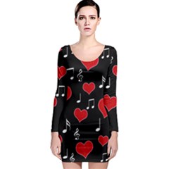 Love Song Long Sleeve Bodycon Dress by Valentinaart