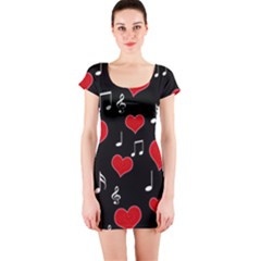 Love Song Short Sleeve Bodycon Dress by Valentinaart