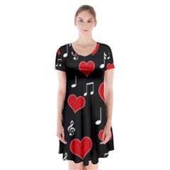 Love Song Short Sleeve V-neck Flare Dress by Valentinaart