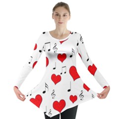 Love Song Pattern Long Sleeve Tunic  by Valentinaart