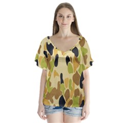 Army Camouflage Pattern Flutter Sleeve Top by Nexatart