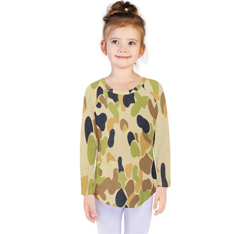 Army Camouflage Pattern Kids  Long Sleeve Tee by Nexatart