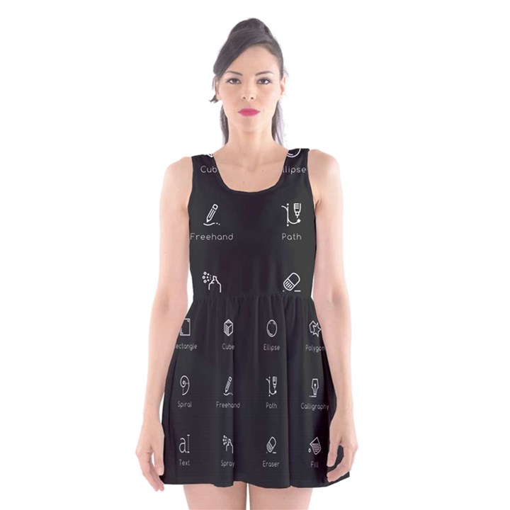 Art Desktop Icons Vector Clipart Scoop Neck Skater Dress