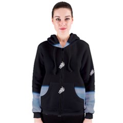 Astronaut Floating Above The Blue Planet Women s Zipper Hoodie by Nexatart