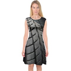 Auto Black Black And White Car Capsleeve Midi Dress by Nexatart