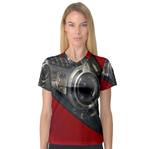 Auto Red Fast Sport Women s V-neck Sport Mesh Tee by Nexatart