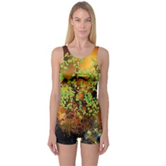 Backdrop Background Tree Abstract One Piece Boyleg Swimsuit by Nexatart