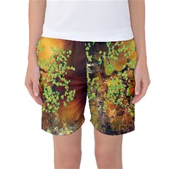 Backdrop Background Tree Abstract Women s Basketball Shorts