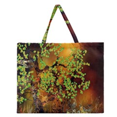 Backdrop Background Tree Abstract Zipper Large Tote Bag