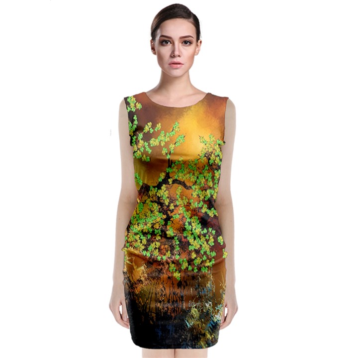 Backdrop Background Tree Abstract Classic Sleeveless Midi Dress