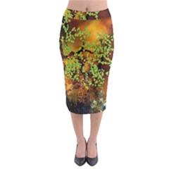 Backdrop Background Tree Abstract Midi Pencil Skirt