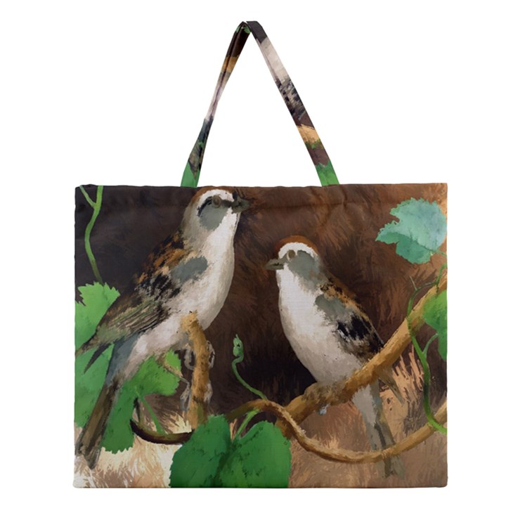 Backdrop Colorful Bird Decoration Zipper Large Tote Bag