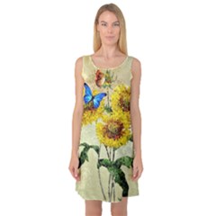 Backdrop Colorful Butterfly Sleeveless Satin Nightdress by Nexatart