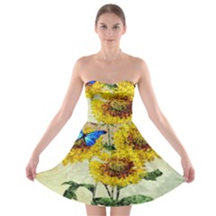 Backdrop Colorful Butterfly Strapless Bra Top Dress by Nexatart