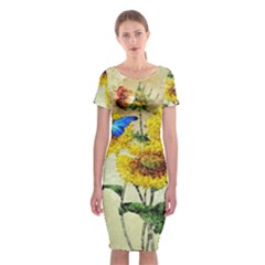 Backdrop Colorful Butterfly Classic Short Sleeve Midi Dress by Nexatart