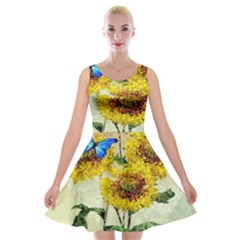 Backdrop Colorful Butterfly Velvet Skater Dress by Nexatart