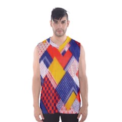 Background Fabric Multicolored Patterns Men s Basketball Tank Top by Nexatart