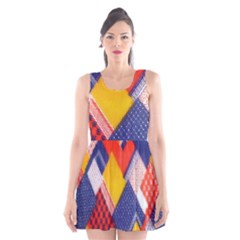 Background Fabric Multicolored Patterns Scoop Neck Skater Dress by Nexatart