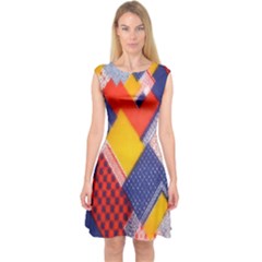 Background Fabric Multicolored Patterns Capsleeve Midi Dress by Nexatart