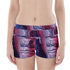 Background Fabric Patterned Blue White And Red Boyleg Bikini Wrap Bottoms by Nexatart