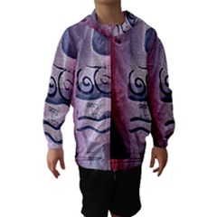 Background Fabric Patterned Blue White And Red Hooded Wind Breaker (kids) by Nexatart