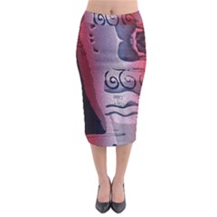 Background Fabric Patterned Blue White And Red Midi Pencil Skirt by Nexatart