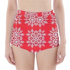 Background For Scrapbooking Or Other Stylized Snowflakes High-waisted Bikini Bottoms by Nexatart