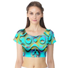 Background Braid Fantasy Blue Short Sleeve Crop Top (tight Fit) by Nexatart