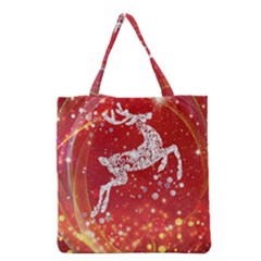 Background Reindeer Christmas Grocery Tote Bag by Nexatart