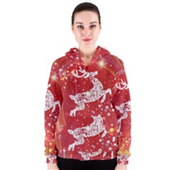 Background Reindeer Christmas Women s Zipper Hoodie by Nexatart