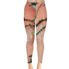 Background Stone Wall Pink Tree Leggings  by Nexatart