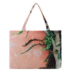 Background Stone Wall Pink Tree Medium Tote Bag by Nexatart