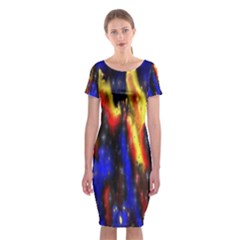 Banner Header Plasma Fractal Classic Short Sleeve Midi Dress by Nexatart