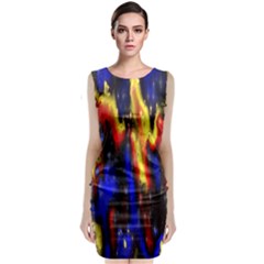 Banner Header Plasma Fractal Sleeveless Velvet Midi Dress by Nexatart