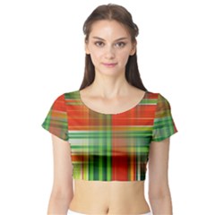 Background Texture Structure Green Short Sleeve Crop Top (tight Fit) by Nexatart