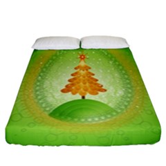 Beautiful Christmas Tree Design Fitted Sheet (king Size)