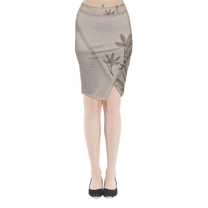 Background Vintage Drawing Sepia Midi Wrap Pencil Skirt