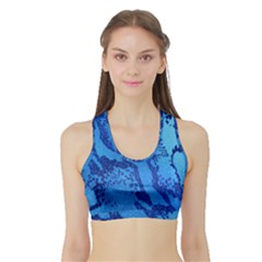 Background Tissu Fleur Bleu Sports Bra With Border by Nexatart