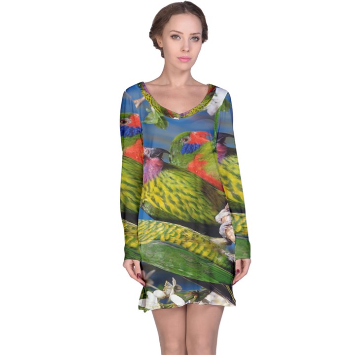 Beautifull Parrots Bird Long Sleeve Nightdress